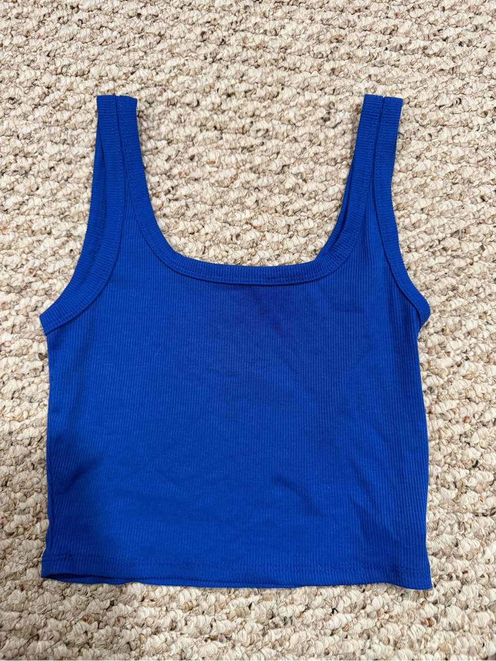 SHEIN Royal Blue Ribbed Square-Neck Crop Tank